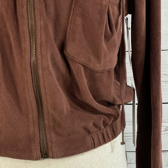 Young Fabulous & Broke Anthropology Small Cropped Jacket Velour Full-Zip Hooded - Picture 2 of 9